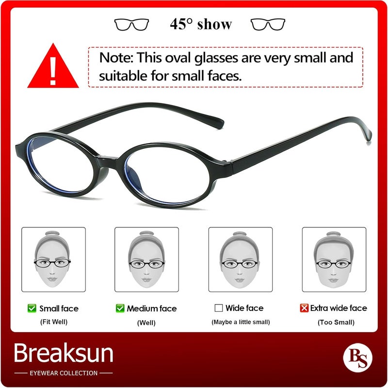 Breaksun Retro Small Oval Glasses for Women Men 90s Small Face Blue Light Eyeglasses Cosplay Y2K Fake Glasses - Image 4